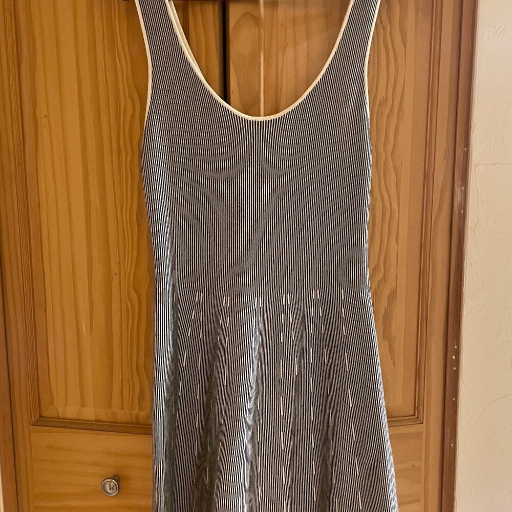 Theory grey and white striped tank dress